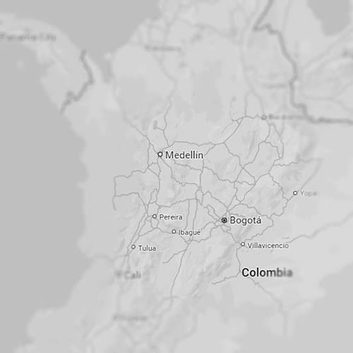 Map highlighting the coffee-growing regions of Colombia where Colombian Excelso beans are sourced.